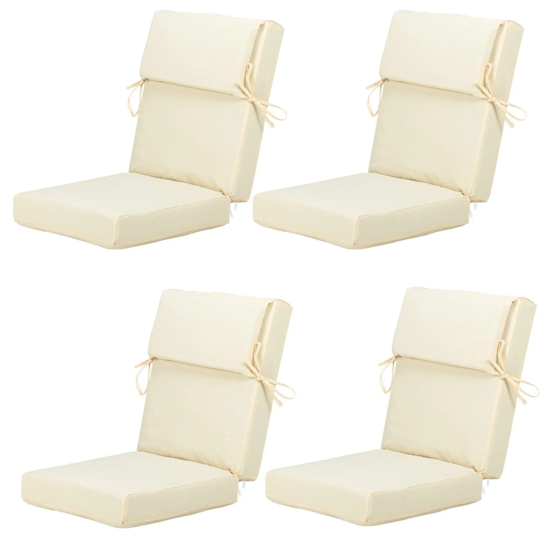45x22x4 inch High Back Chair Cushions Set of 4 - Cream Yellow - Aoodor
